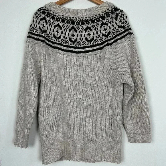 Levi's Women's Long Sweater Fair Isle Après Ski Nordic Pockets Tan Black XS - Picture 5 of 5